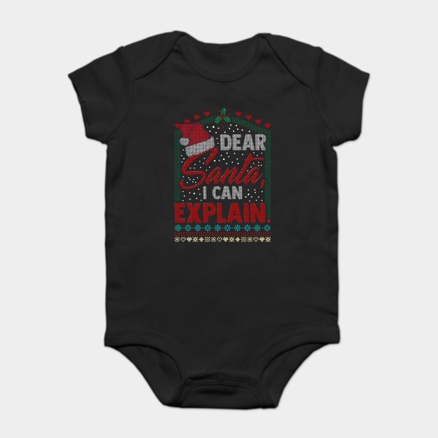 Dear Santa I can explain Ugly Christmas Sweater Baby Bodysuit by creative